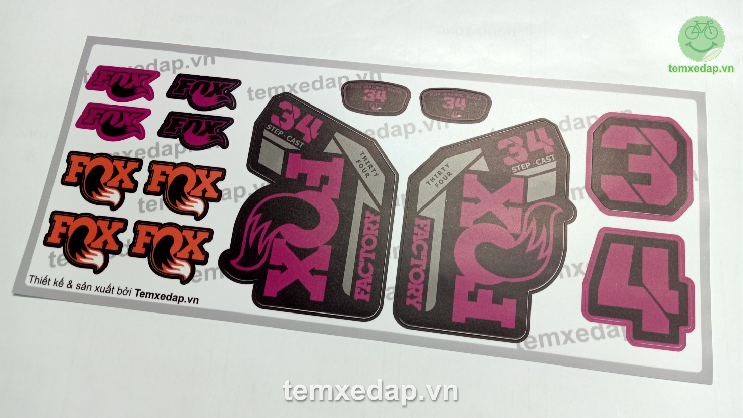 Tem decal dán phuộc xe đạp FOX Factory 34 Step Cast 2021