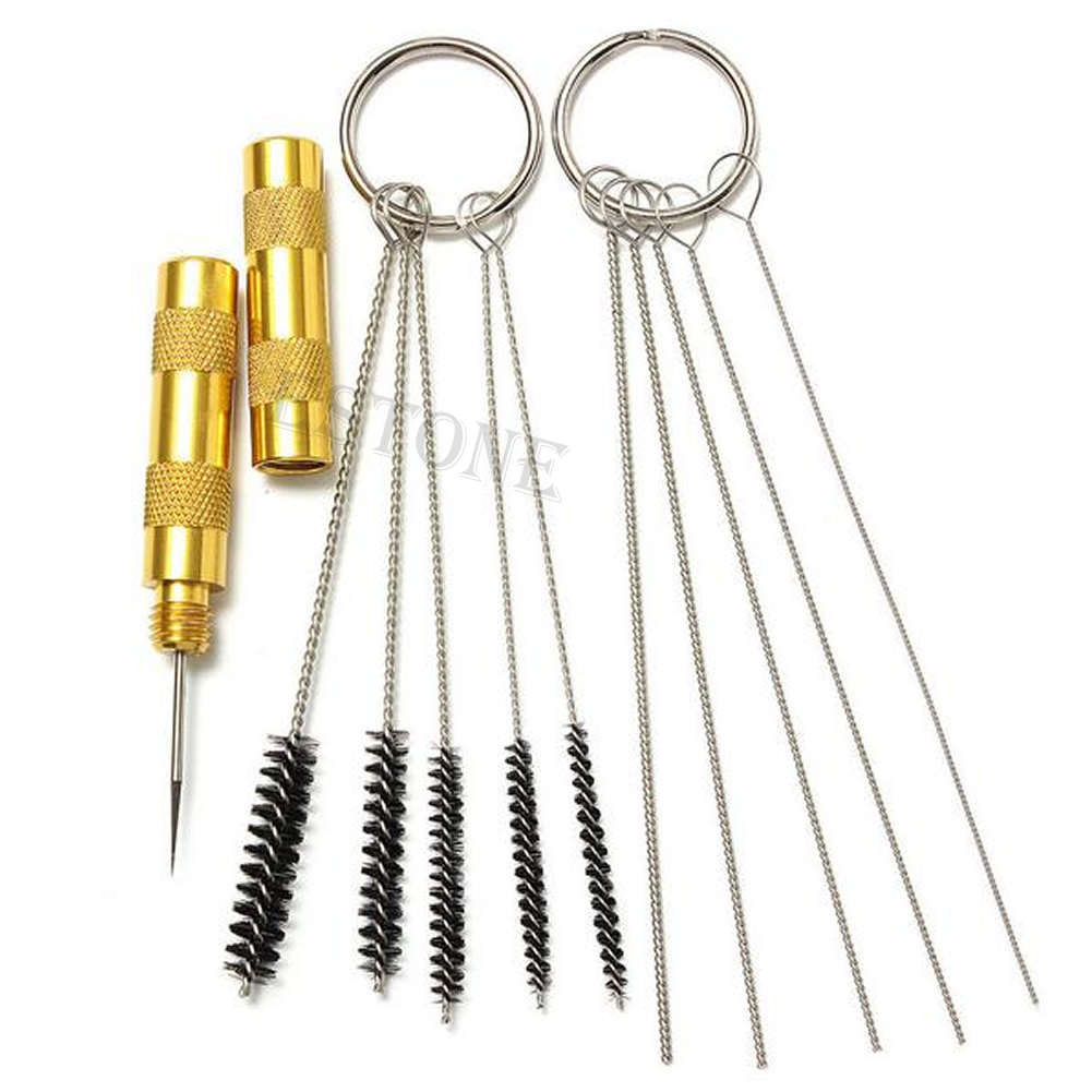 Haonuoke 11pcs Airbrush Spray Cleaning Repair Tool Kit Stainless Steel Needle & Brush Set