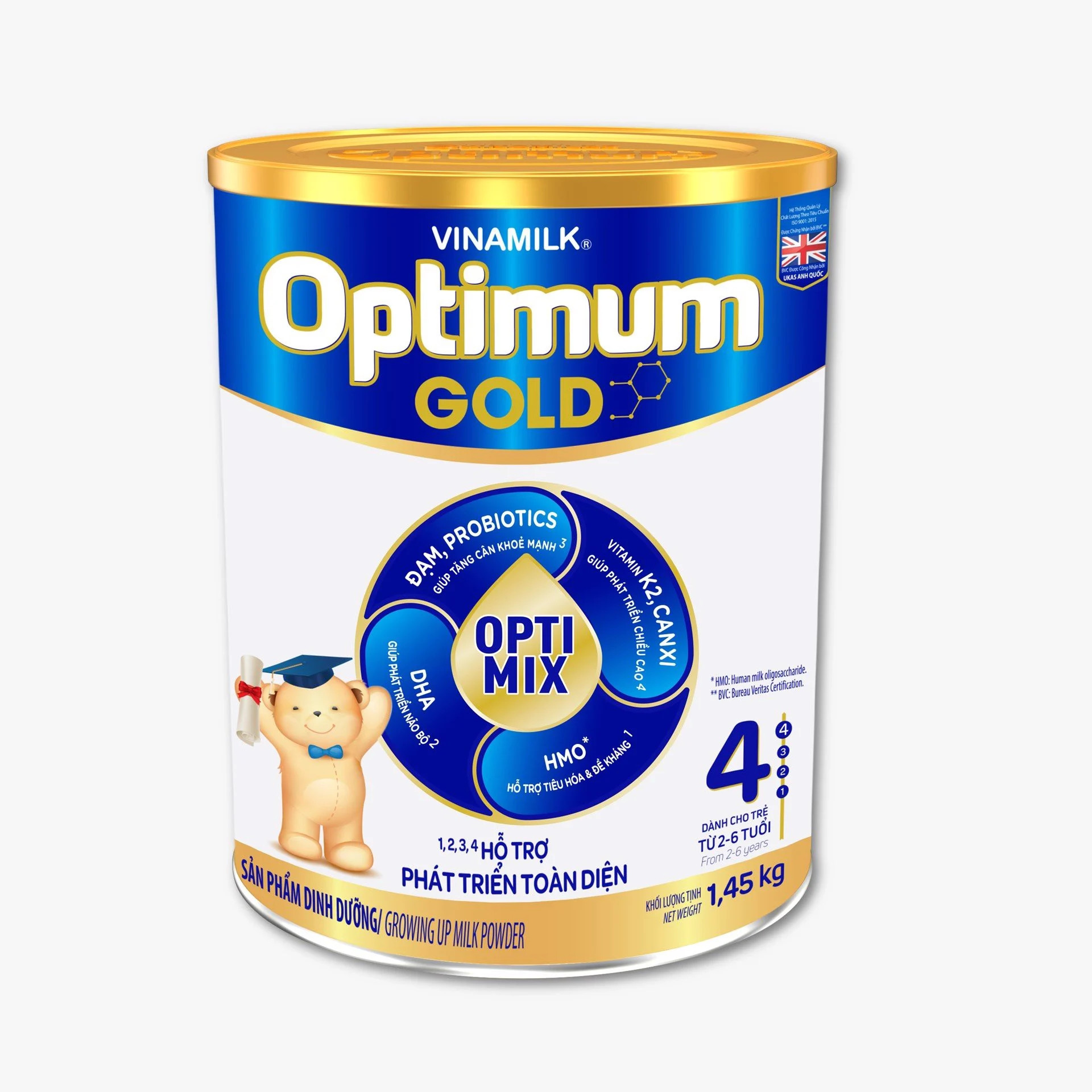 Sữa bột Optimum Gold 4 - lon 1.45kg (cho trẻ từ 2- 6 tuổi) Chính hãng