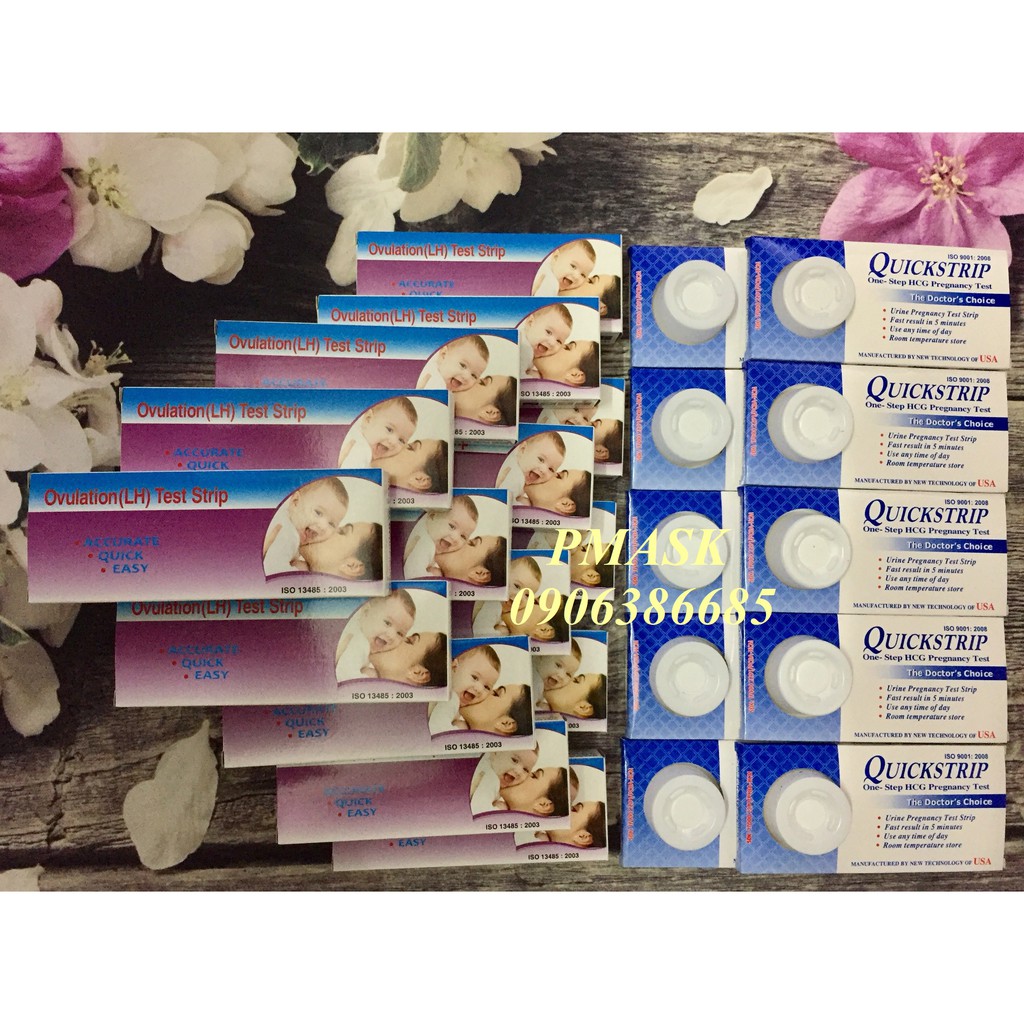 Combo 20 Que thử rụng trứng + 10 Que thử thai QuickStrip ( Que rụng trứng xếp gọn tiết kiệm phí ship )