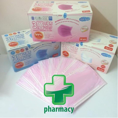 [ CHÍNH HÃNG ] Khẩu Trang Y Tế UMINO MẦU HỒNG 4 Lớp Dập LOGO Hộp 50 Chiếc Tác Dụng Tránh Khói Bụi Lọc Bụi Mịn