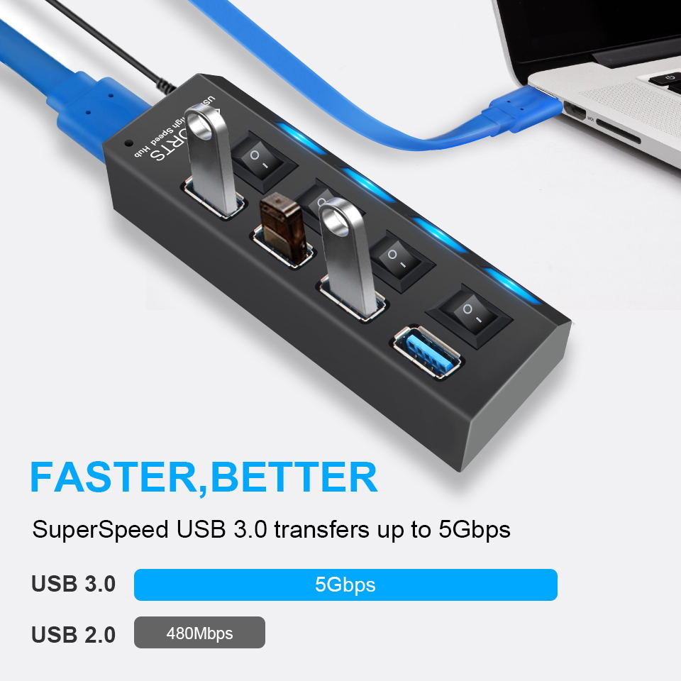Usb Hub 3 0 Hub Usb Splitter 3.0 Multi Usb Hub With Power Adapter 4 7 Port Extender 2.0 Hab Computer Essories For Computer PC