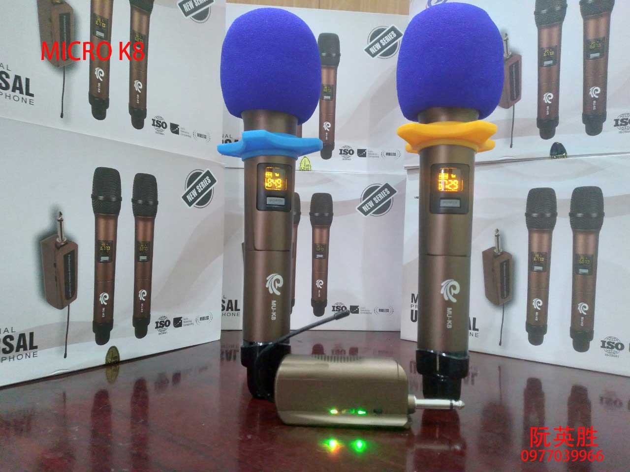 Micro Karaoke - Micro Không Dây Shubole k8 micro không dây có chỉnh tần số