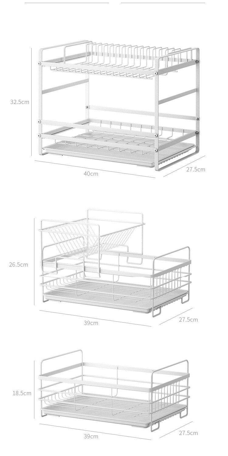 Kitchen shelves: double bowl rack with chopsticks storage drain rack, kitchen drain rack, dish storage dish rack