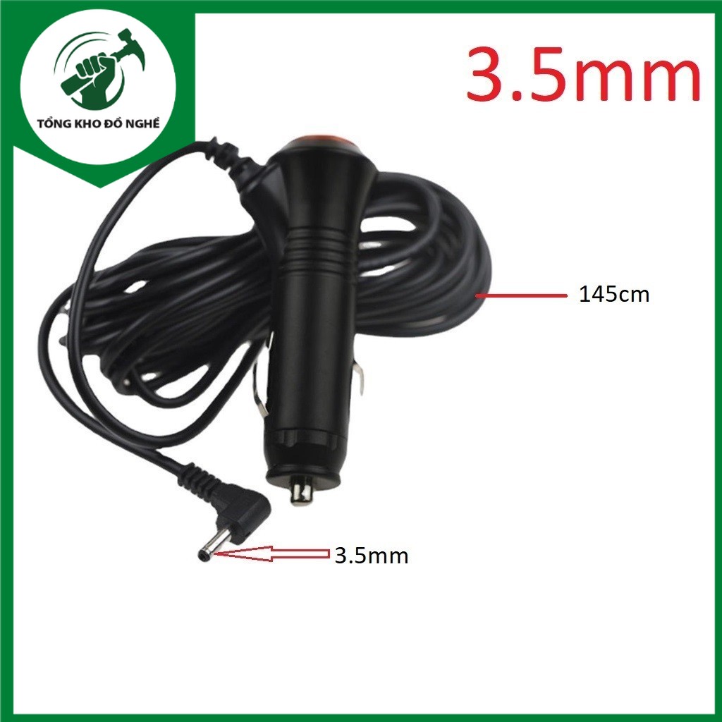 Dây cáp nguồn tẩu sạc jack dc 3.5mm/2.5mm 12v cho xe hơi, ô tô _tkdn