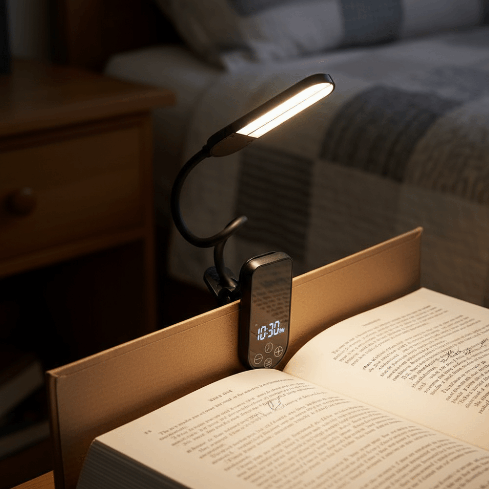 Portable LED Light Book Light Portable Design Rechargeable Reading Light Timed Display Mini Size Desk Lamp Clip On. 