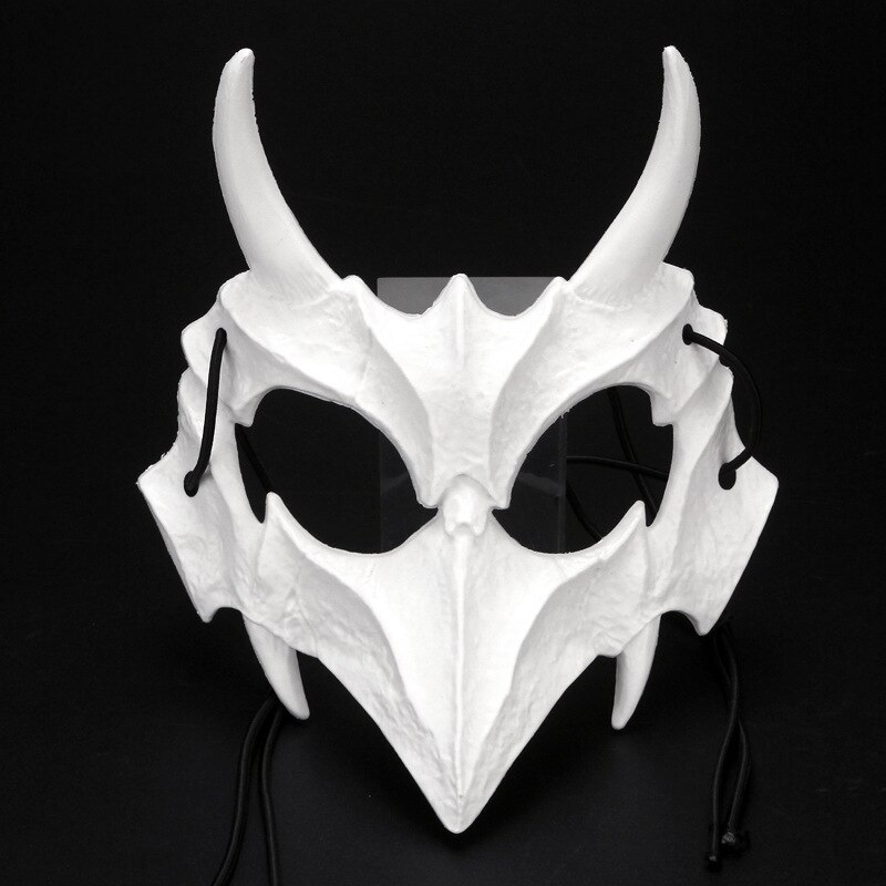 Ready Stock-Party Mask Long Teeth Demon Samurai Skeleton Half Face Mask ...