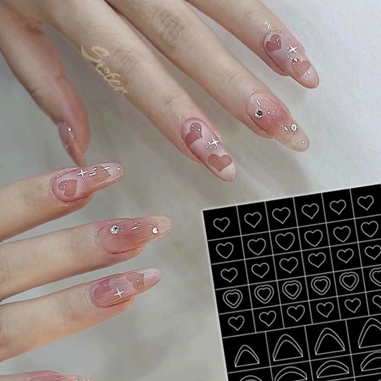 Miếng dán móng tay 3D nail sticker (omber đen)