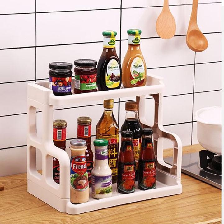 Kệ gia vị 2 tầng việt nhật , Kệ đựng gia vị chữ H 2 tầng nhựa Việt Nhật cao cấp - Đồ dùng, dụng cụ nhà bếp, kệ hũ gia vị