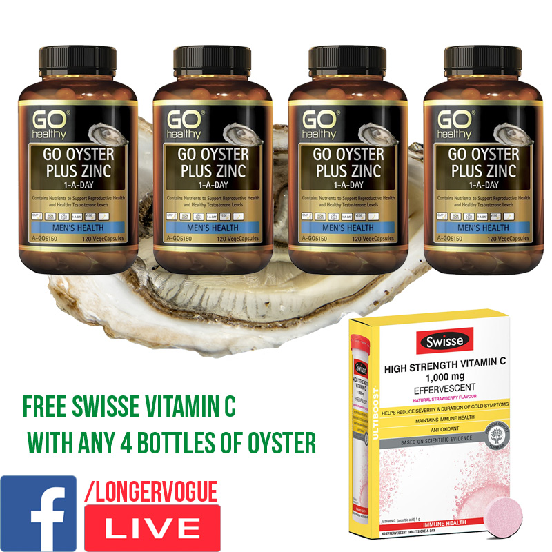 1 Free swisse vitamin C with 4 packs GO Healthy Oyster Plus Zinc 1-A-Day  120 Vege Capsules GHO001 EXP 06/2023 | Lazada Singapore