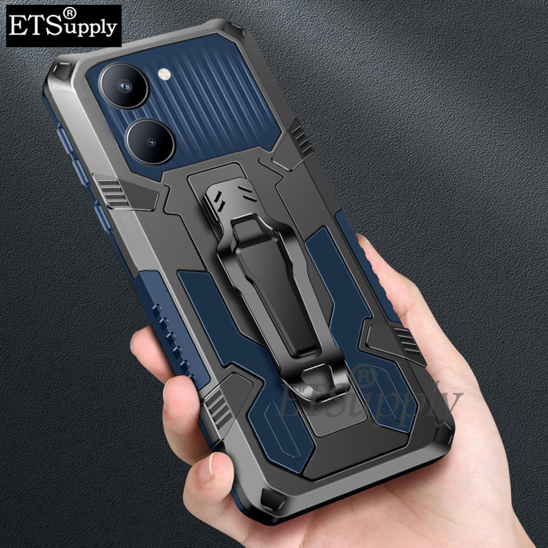 Phone case Vivo Y28S Y03 Y18 Shockproof Armor Stand Holder with Metal Clip Mountaineering Back cover Vivo Y03 Y18 Y28S case