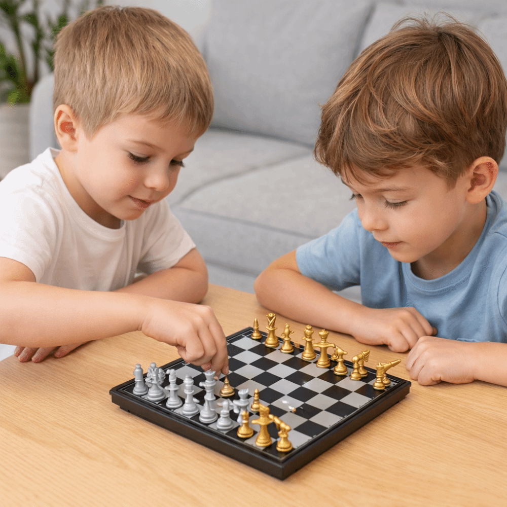 Pocket Size Mini Chess Set Magnetic Pieces Table Games Magnetic Chess Folded Design Board Game Competition Use.