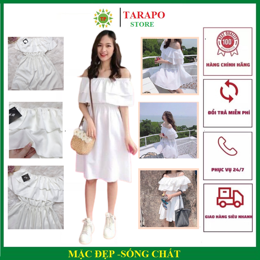 Váy trễ vai siêu xinh vải lụa mềm mịn tôn dáng