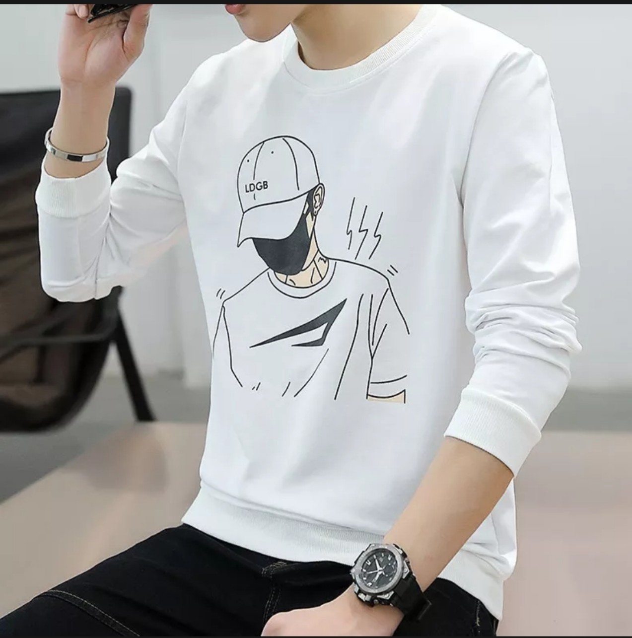 Áo sweater nam phom rộng in hình CHÀNG TRAI, áo sweater nam unisex nỉ bông Áo sweater hoodie nỉ