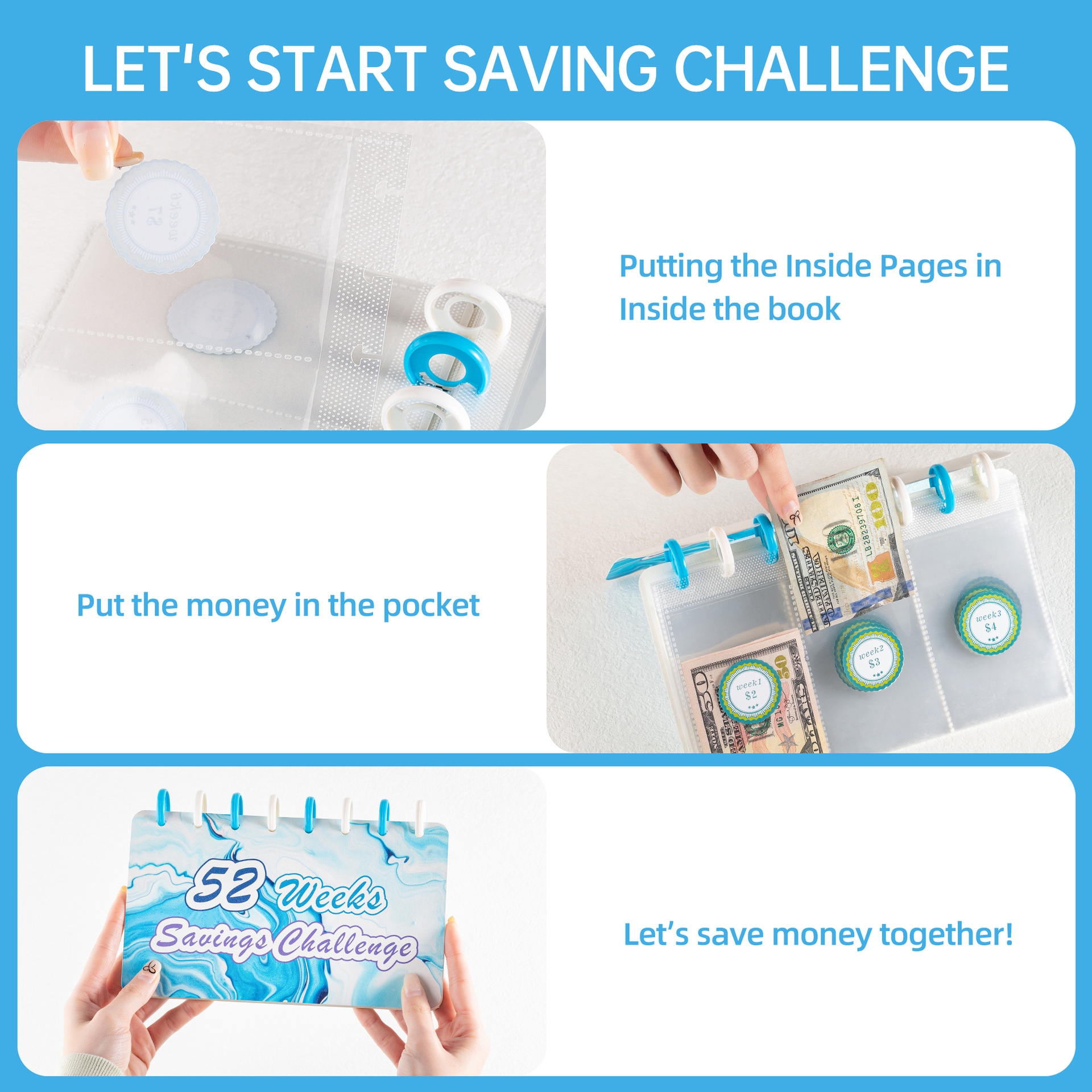 52 Week Savings Challenge 8 Hole Budget Envelope 52 Week Savings Challenge 52-week Challenge To Save Your Savings Book New Loose-leaf Notebooks 8 Hole Budget Envelope Envelope Saving Organization