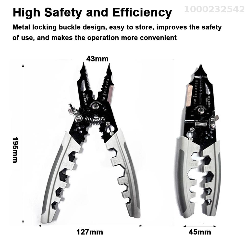 NANWEI 28in1 Multifunctional Wire Stripper Professional Wire Stripping Tool Portable Electric Cable Cutter Electrician Crimping Pliers with Metal Locking Buckle for Home Appliance Maintenance