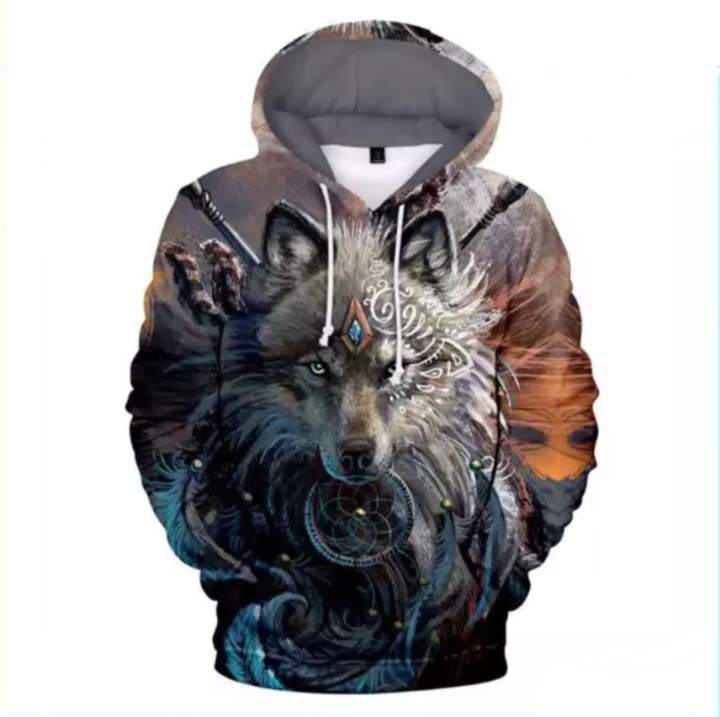 wolf head hoodie