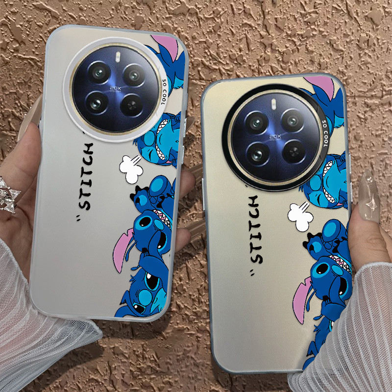 realme 13+ 5G realme13 Pro+ 5G realme 13X Big Eyes Lilo Stitch Matte Colored Silver Case Anti-Slip Cover Frosted Feel Casing. 