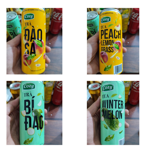 [NEW] Lon Trà uống liền Cozy 320ml - Trà đào sả/ bí đao