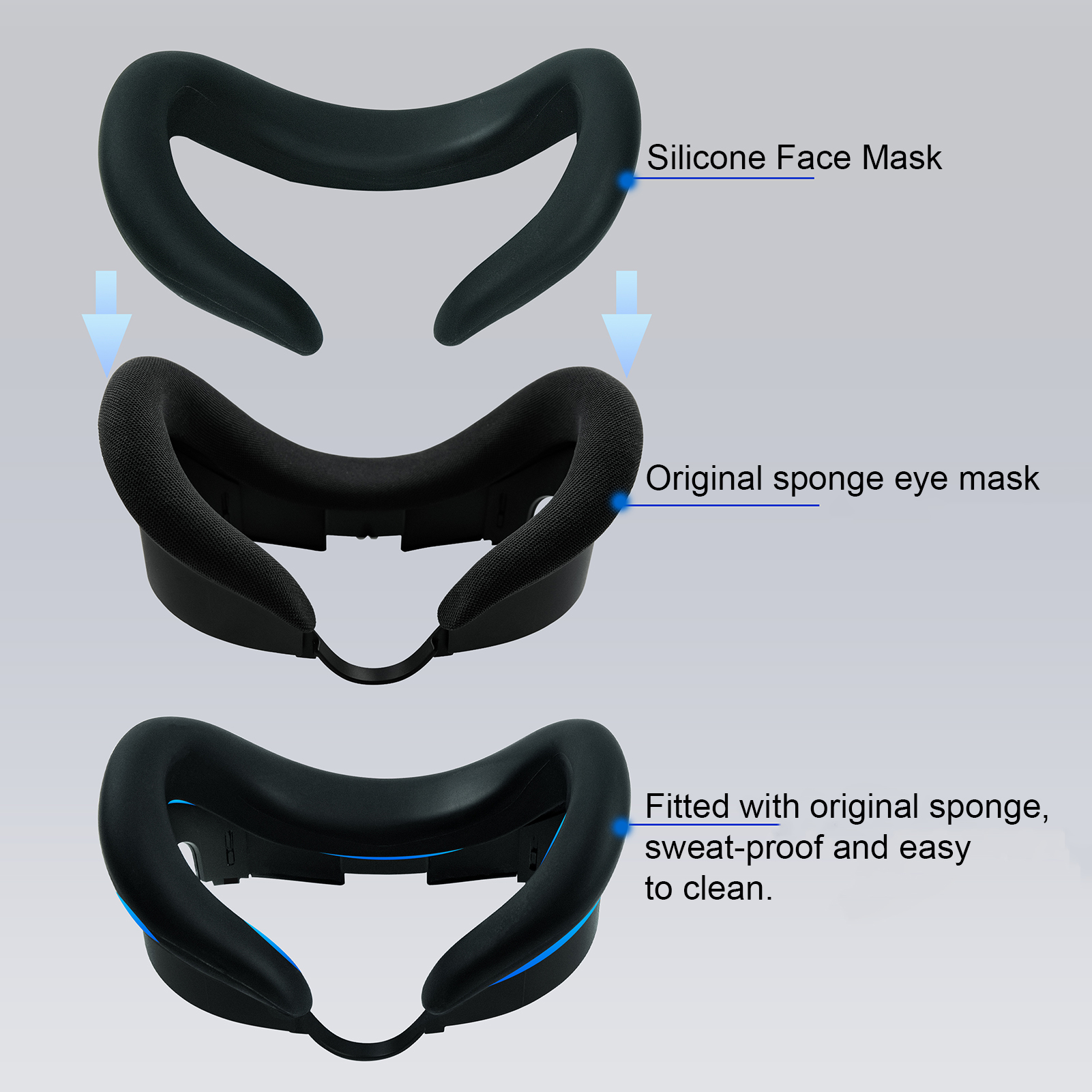 Light-blocking Face Cushion Sweat-proof Silicone Face Cushion Comfortable Vr Headset Silicone Face Cushion for Meta Quest3 Sweat-proof Washable Soft and Light Leakage Ideal