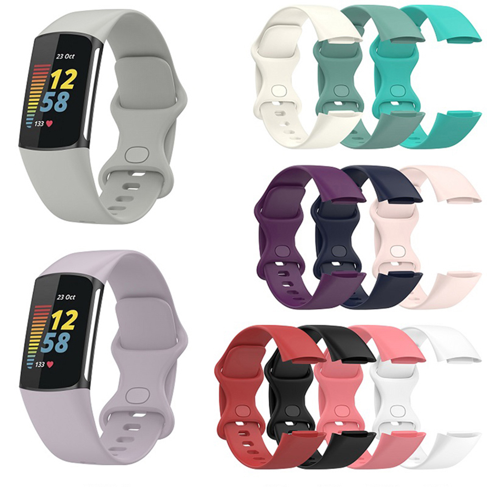 Dây đeo đồng hồ vòng đeo tay dây đeo cao su chính thức cùng một phong cách Phụ Kiện Vòng tay cho Sạc Fitbit 5/6
