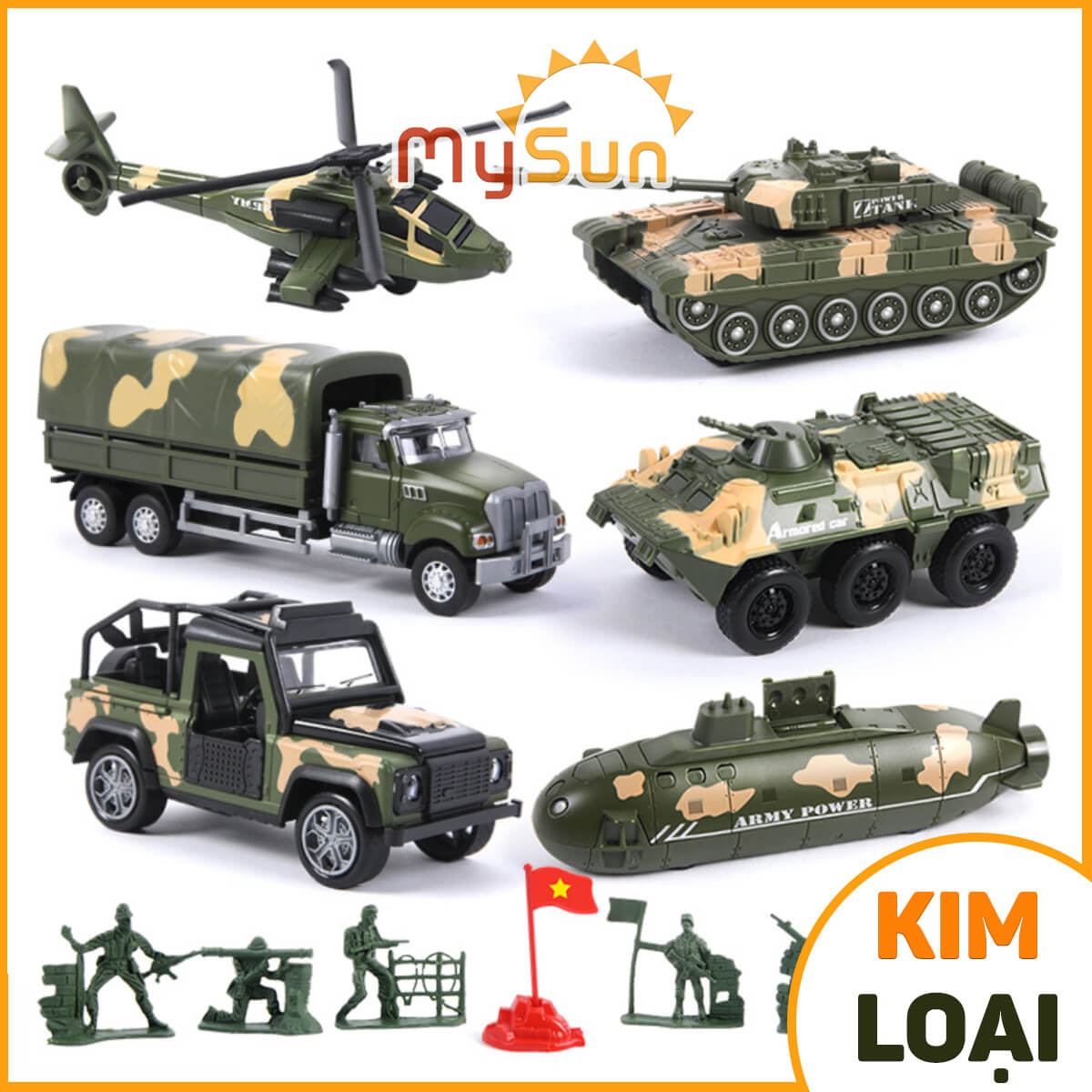 Bộ đồ chơi mô hình xe tăng, máy bay, tàu ngầm, lính bằng nhựa ABS thumbnail