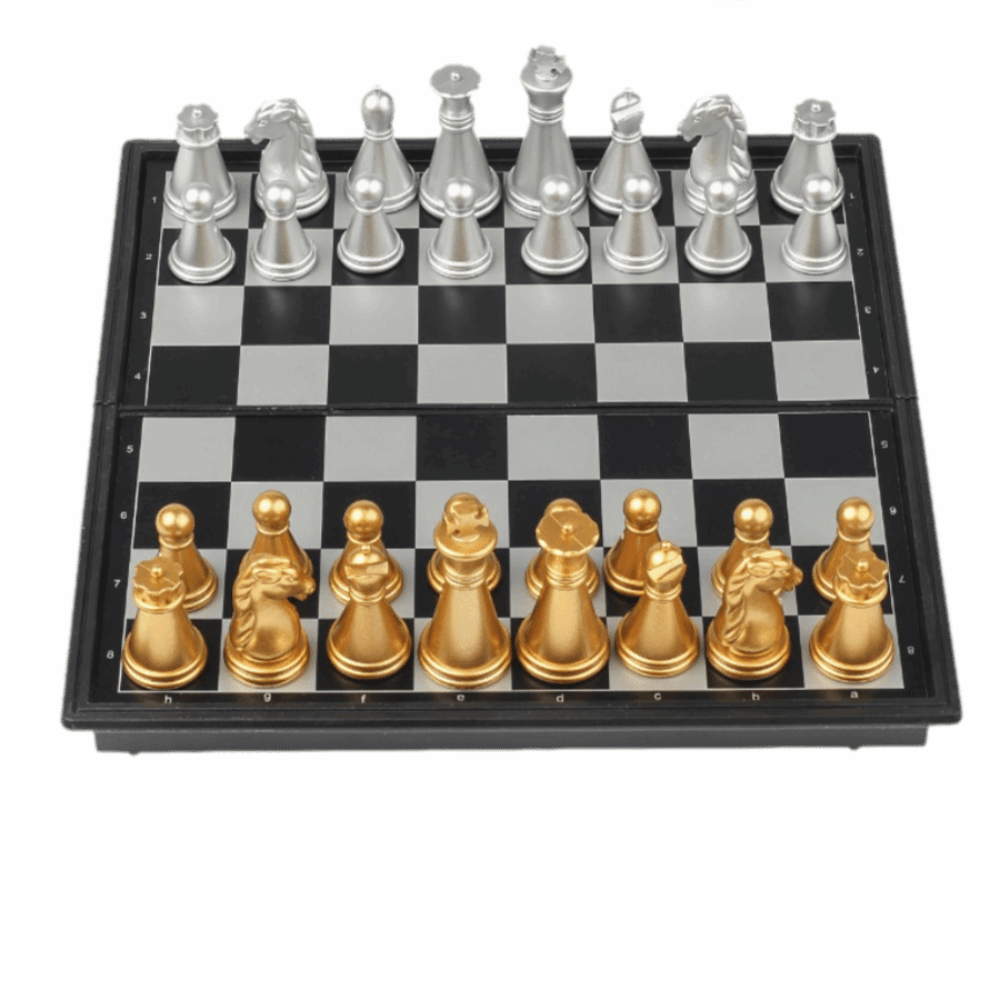 Pocket Size Mini Chess Set Magnetic Pieces Table Games Magnetic Chess Folded Design Board Game Competition Use.