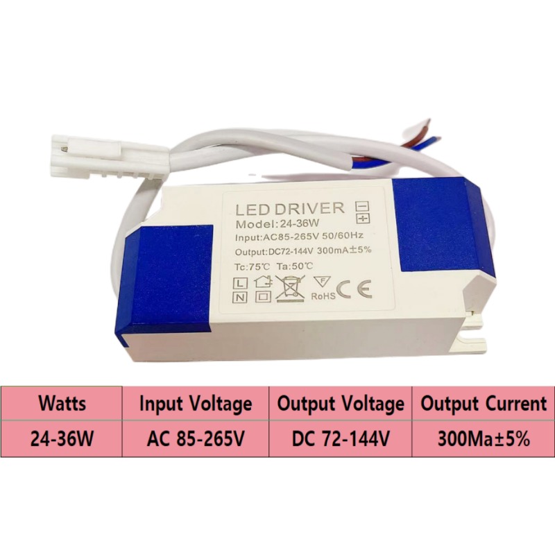 BlueSky LED Driver Power Supply, Constant Current Isolation Wide Voltage Driver Power Supply, Suitable for Lamps, 1-3W, 3-5W, 4-7W, 6-9W, 8-12W, 12-21W, 18-24W , 24-36W, 30W, 36-48W, 36-54W, 54-75W