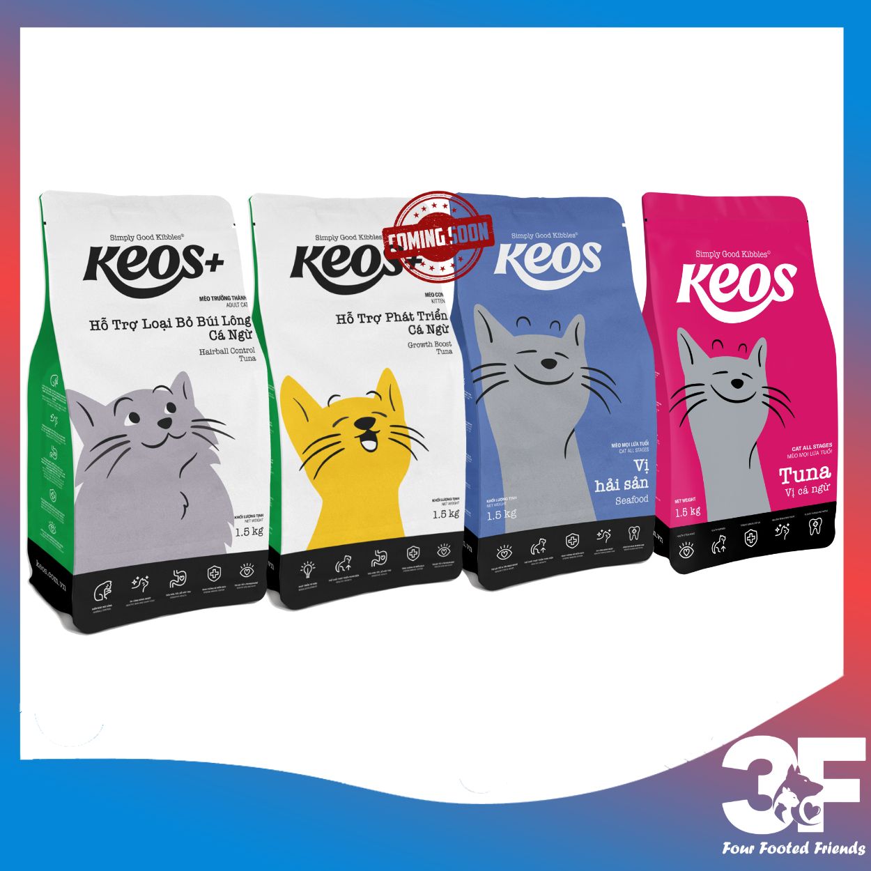 Thức Ăn Hạt Cho Mèo Mọi Lứa Tuổi Keos Túi 1.5kg