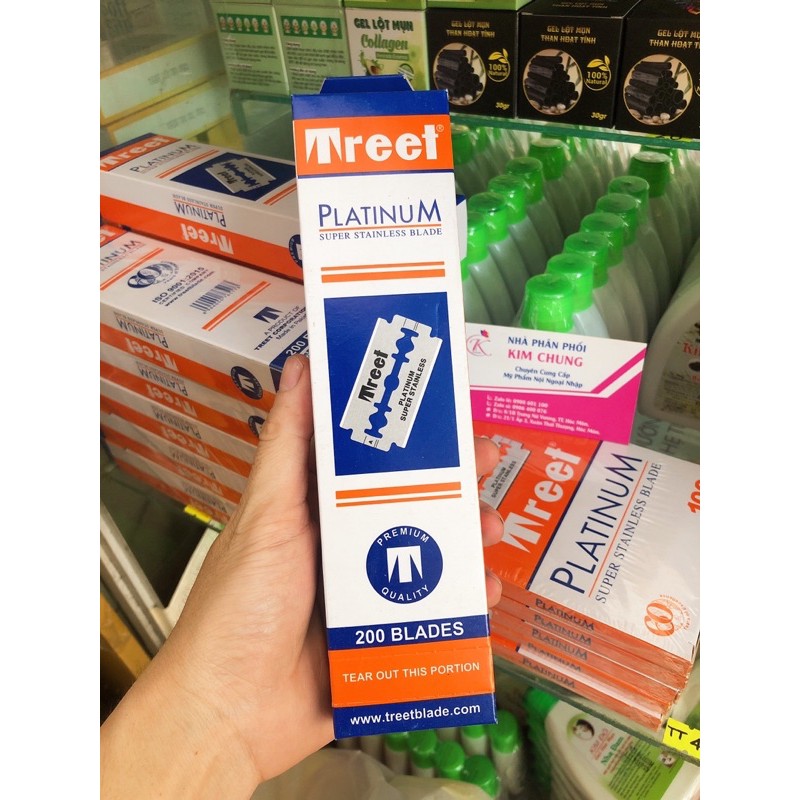 Hộp lẻ dao lam Treet cam (Hộp 10 lưỡi)
