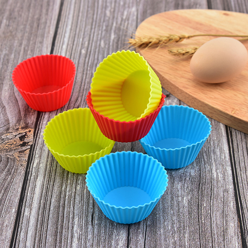 5Pcs Round Silicone Mold Cupcake Muffin Cup Baking Egg Tart