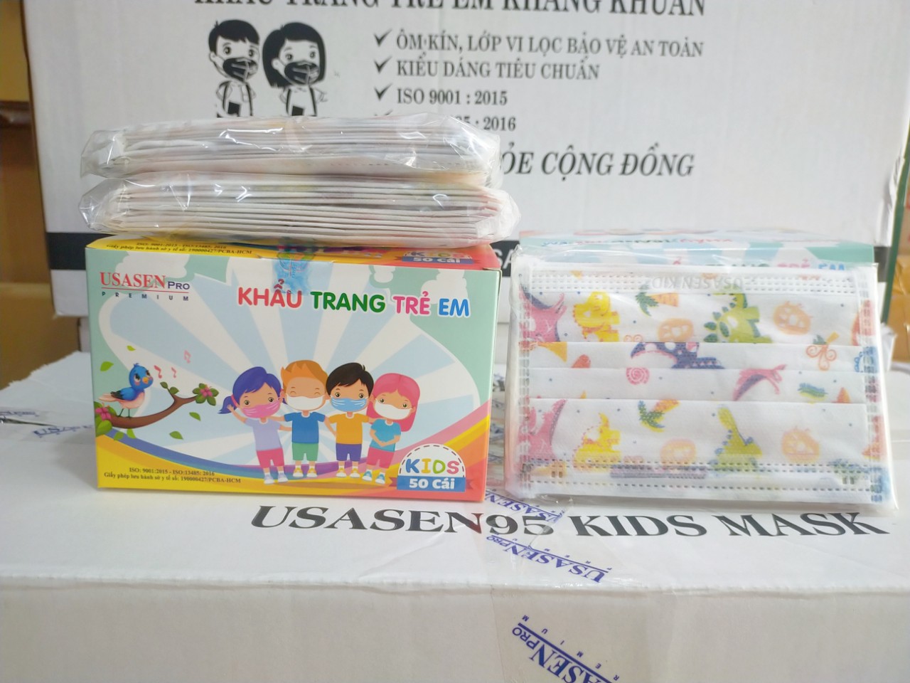 Hộp 50 Cái Khẩu Trang Y Tế Trẻ Em USASEN Kháng khuẩn cho bé từ 4- 11 tuổi