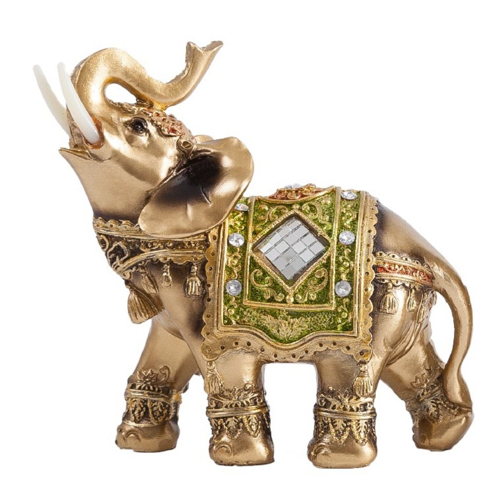 VITANG Resin Lucky Elephant Statue Cute Handmade Feng Shui Elephant Statue Elephant Figurine Green Elephant Sculpture Home Decoration