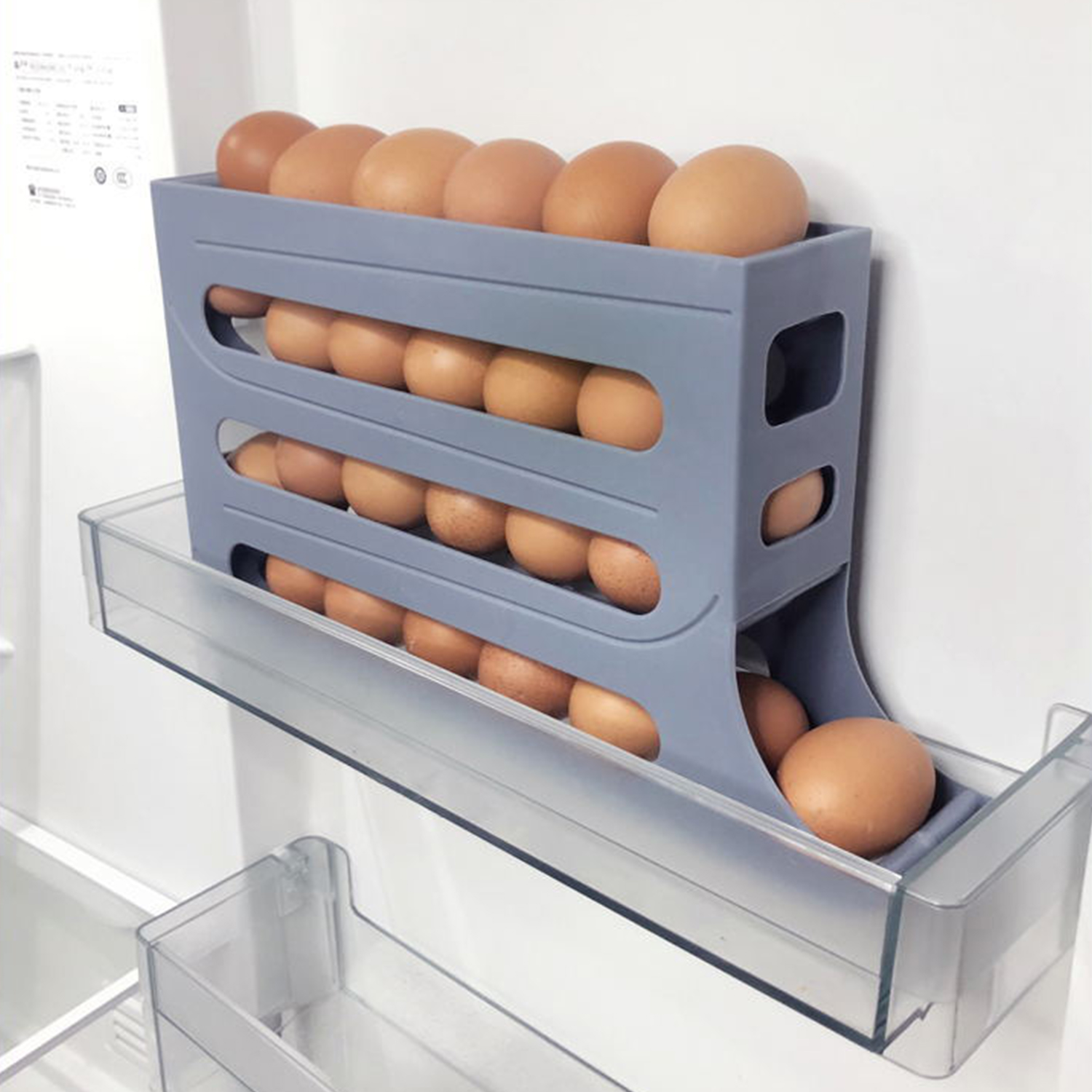 1 PC 4-Layer Automatic Scrolling Egg Rack Holder Refrigerator Egg Storage Box Basket Food Containers Egg Case Organizer for Kitchen