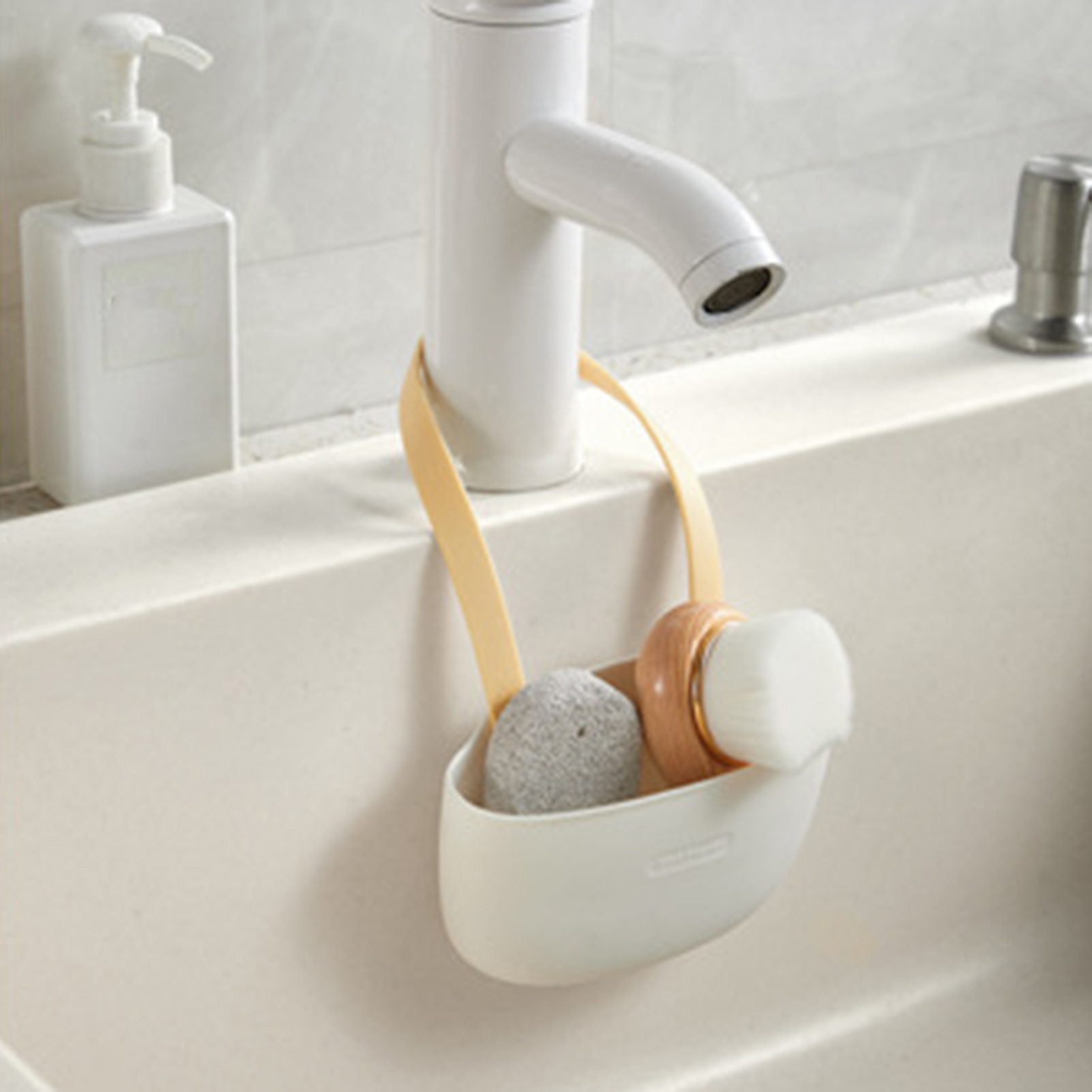 Non-deformable Sink Strainer Drain Basket for Kitchen Sink Kitchen Sponge Drain Holder Durable Sink Drain Bag with Easy Installation Hollow Design for Home