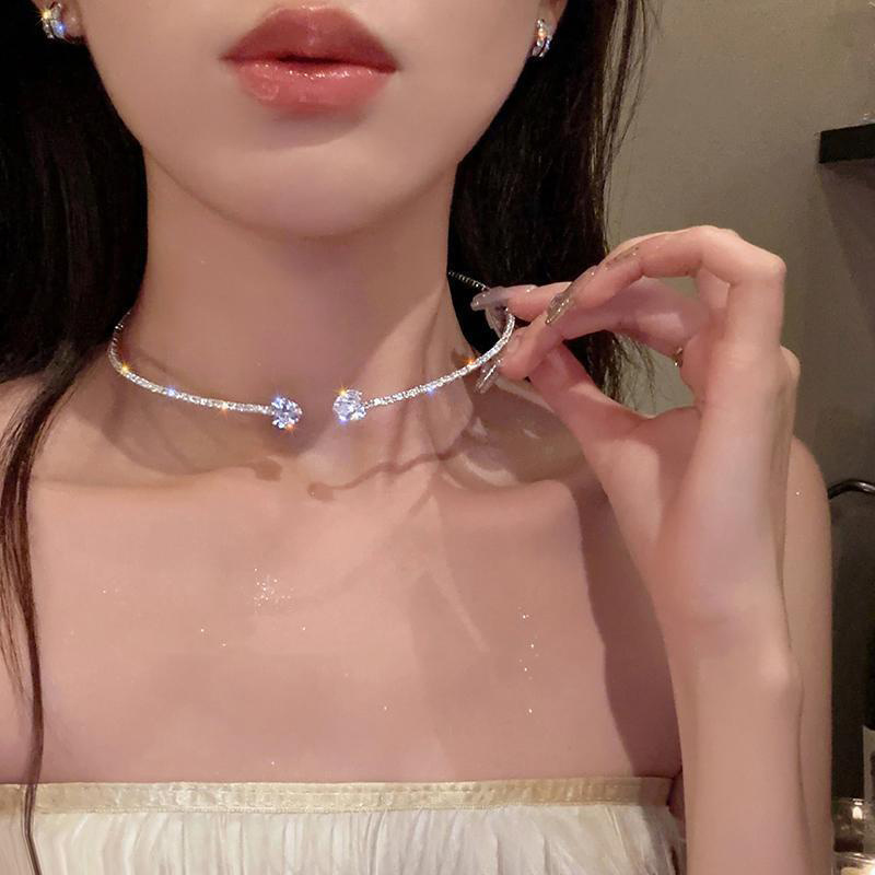 Fashion glass Heart Collar Choker Necklace For Women Simple