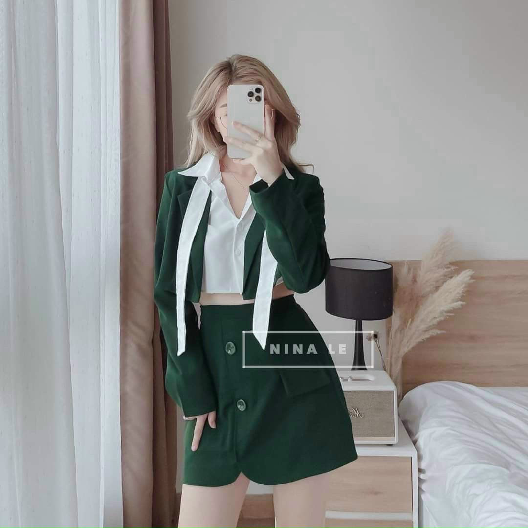Sét Đồ 3 Món (chân váy có lót) Sang Chảnh