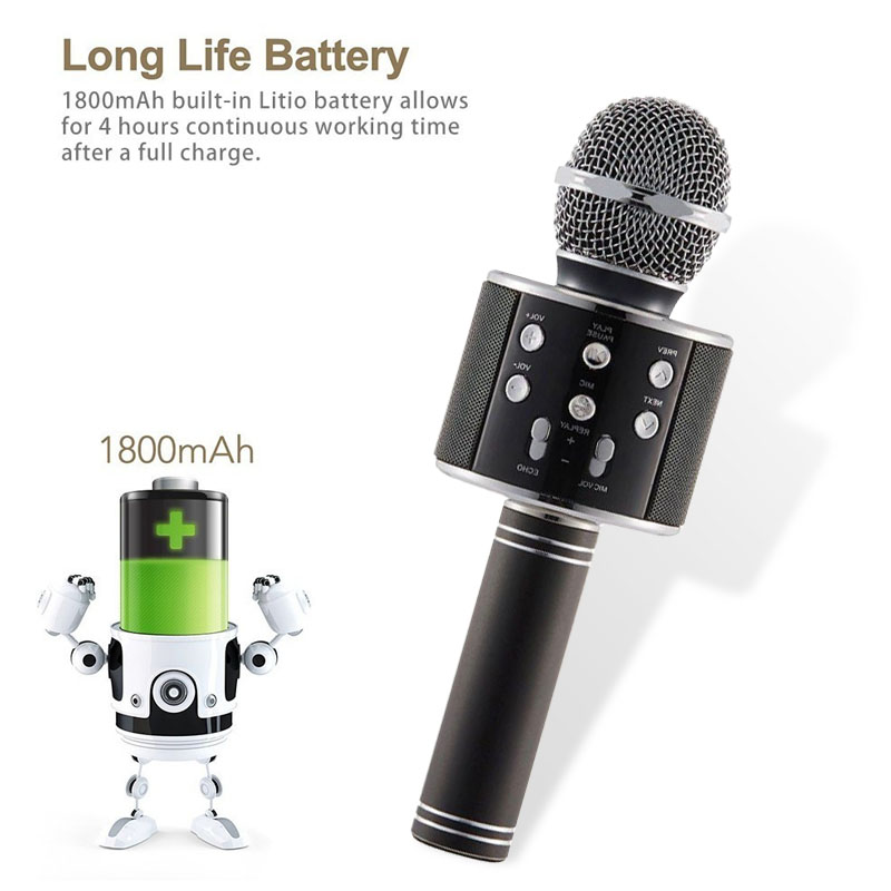 COD Micro Karaoke Bluetooth Không Dây COD WS858 - Ấm - Micro Karaoke Di Động Mini - Micro Hát Trên Ô Tô - Micro Karaoke Hay Nhất Hiện Nay 【Tặng Tai Nghe Bluetooth M165】