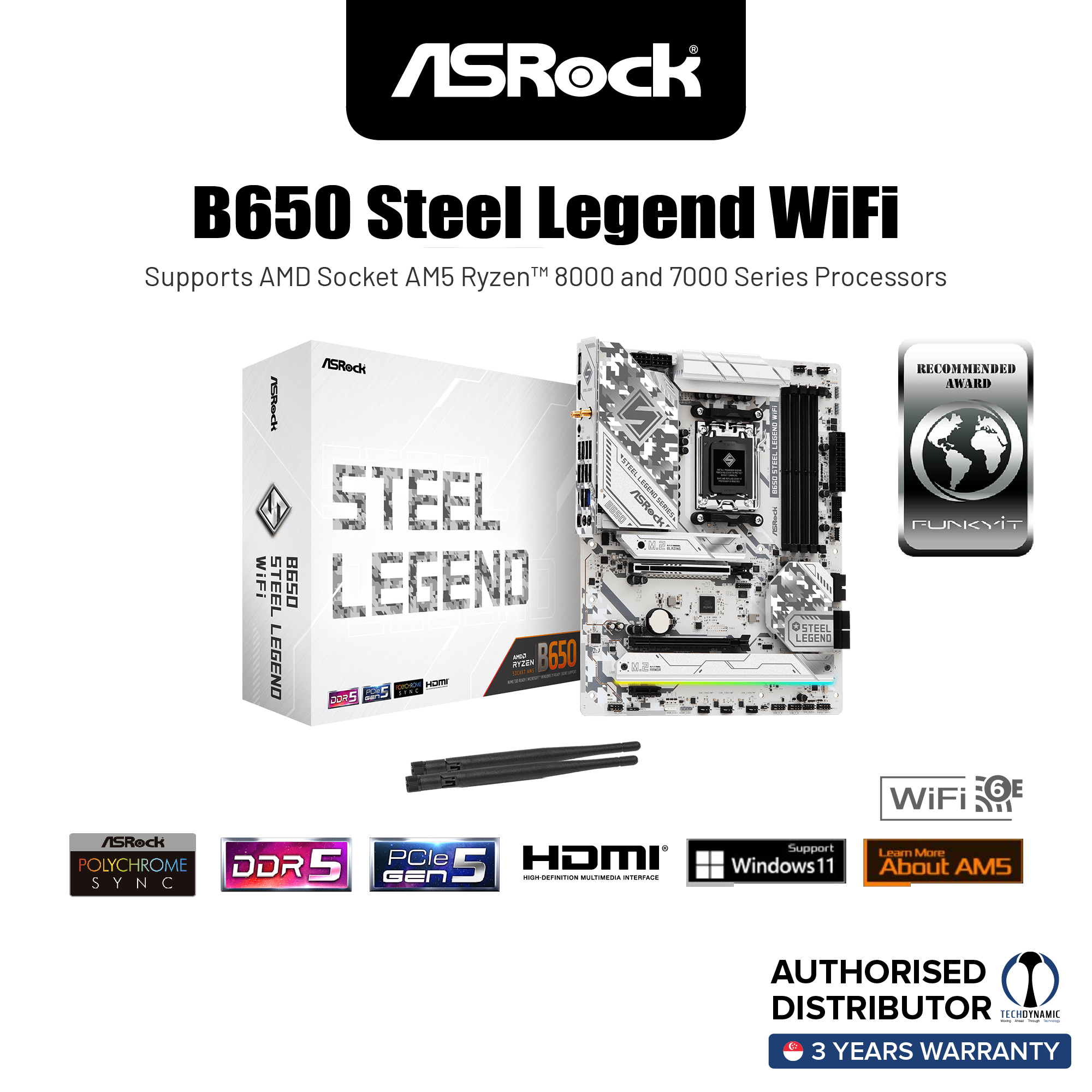 ASROCK B650 STEEL LEGEND WIFI AMD Motherboard (White) Lazada Singapore