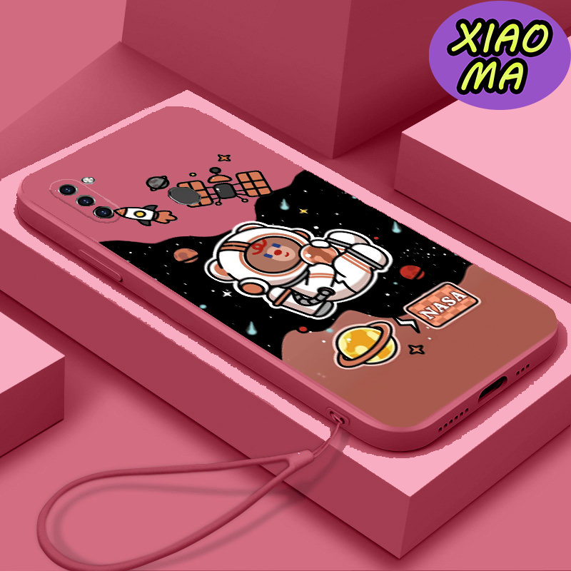 For Samsung A11 CellPhone Case Cute Bear Universe Moon Pattern Candy Color Phone Case
