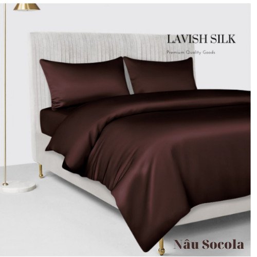 Ga Giường Drap Lẻ Phi Lụa Lavish Silk cao cấp mát lạnh hàng loại 1  - Nâu