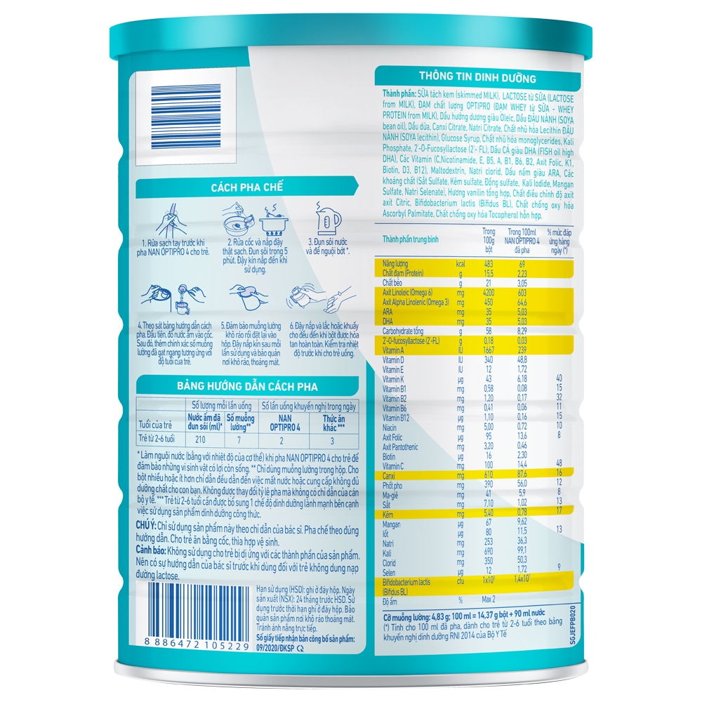 Sữa Nan Optipro 4 1.6kg, HMO (2-6 tuổi)