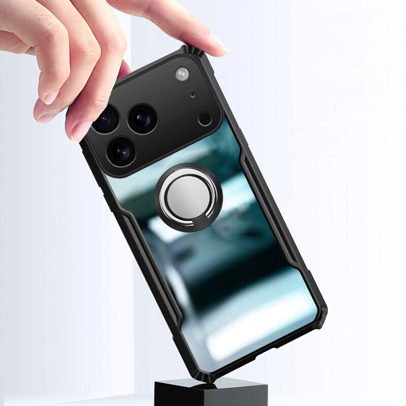 For iPhone 17 / 17 Pro / 17 Air / 17 Pro Max Phone Case Ring Ultra Thin Clear Car Kickstand Bracket Soft Air Cushion Shockproof Armor Cover for iPhone 17 Air Cover Casing HP.