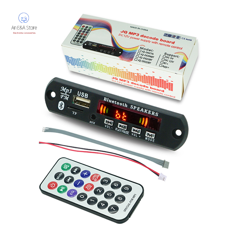 An ea bảng mạch giải mã mp3 wma không dây bluetooth 5.0 9v-12v mô-đun radio fm tf usb âm thanh xe hơi màn hình màu máy nghe nhạc mp3 có điều khiển từ xa