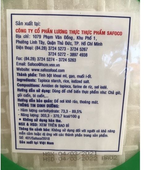 Bánh tráng Việt Nam safoco size 16cm