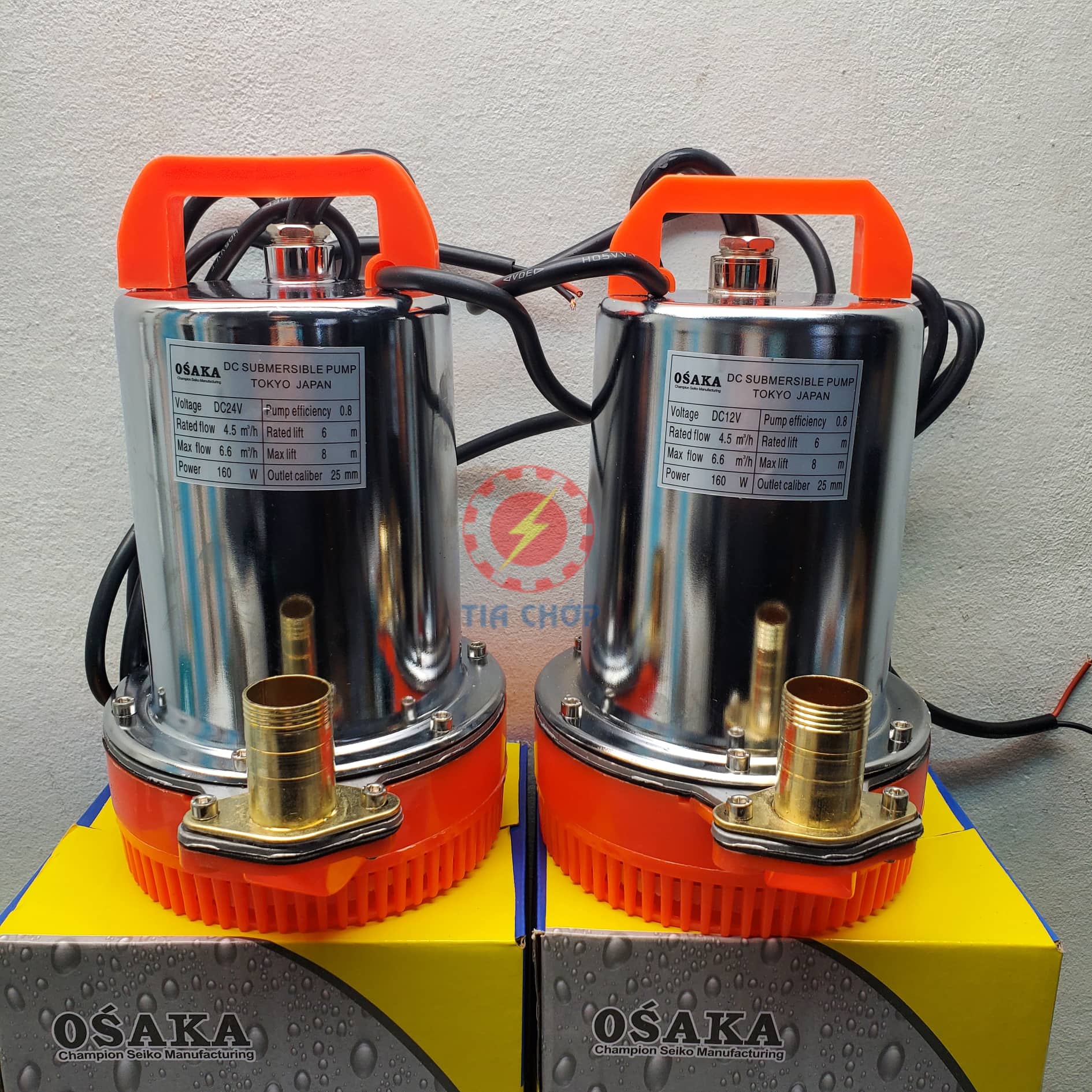 Bơm chìm 12v/24v osaka - 4kg - công suất 160w hút đáy an toàn bơm thả tỏm, bơm hút chống ngập
