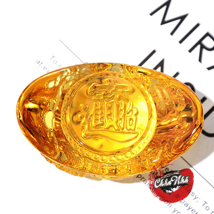 Thỏi vàng chiêu lộc chiêu tài thủy tinh 10cm