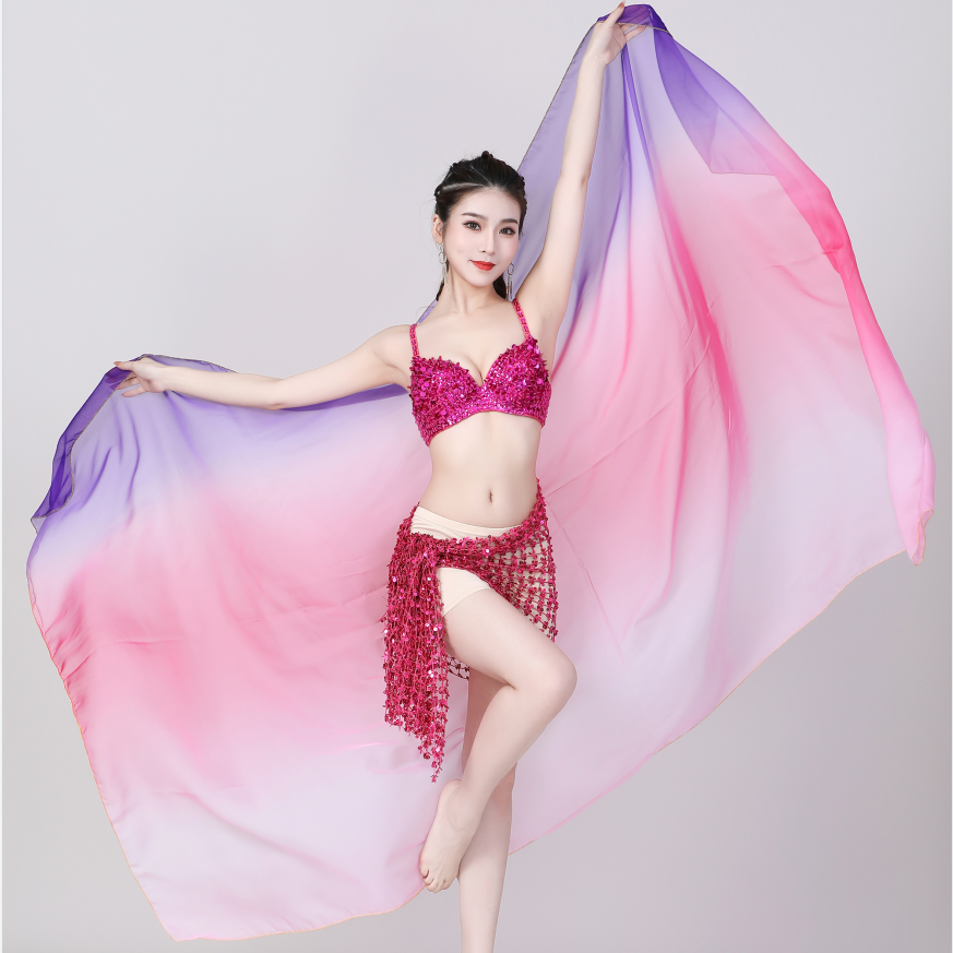 Belly Dance Gradient Color Opening Dance Color Large Size Hand Throwing Yarn Dance Accessories Performance Scarf