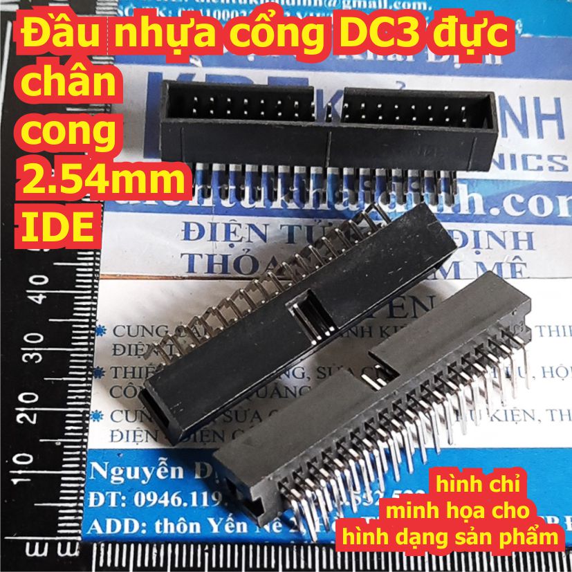 Combo đầu nhựa cổng dc3 đực chân cong 2.54mm ide 10 ~ 40 chân kde0454