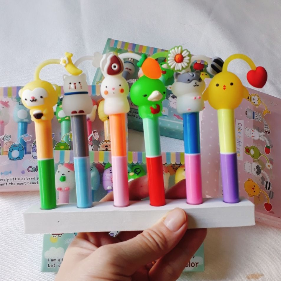 Set gồm 6 cây dạ quang đầu thú 12 màu